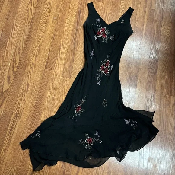 Vintage 90’s Y2K 100% Silk Dress Silk Slip Dress Fairy Beaded Dress Embroidered - Picture 17 of 17